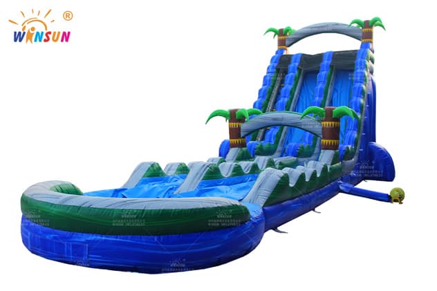 Winson Blue Marble Wave Inflatable Water Slide - Side View